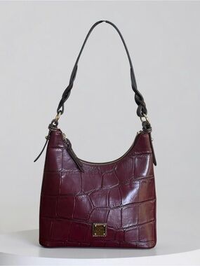 Dooney & Bourke Women’s Croc-Embossed Leather Burgundy Shoulder Hobo Bag! EUC!!!